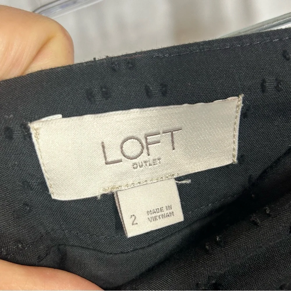 LOFT | 100% Cotton Textured Mini Skirt Black Women’s Size 2